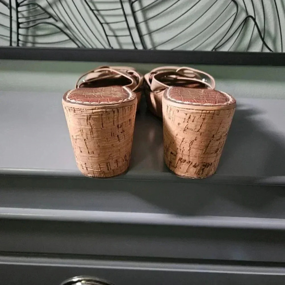Sam Edelman |  Raynere Patent Cork Wedge Nude Slip On Sandals - Picture 6 of 16